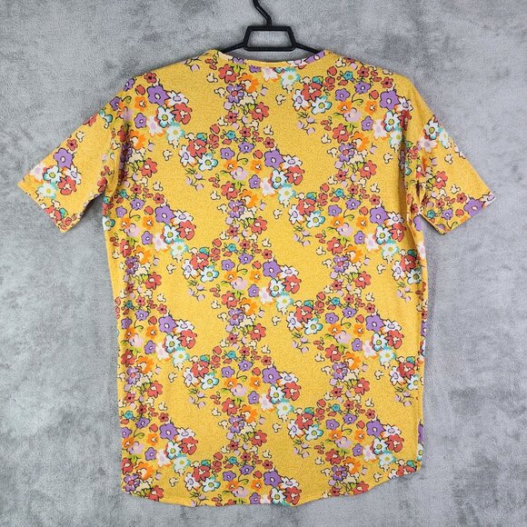 Women's Yellow LulaRoe Floral Print Tunic Top Shirt Short Sleeve Size M - Picture 7 of 10